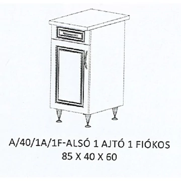 ORSI A/40/1A/1F-ALSÓ 1 ajtós 1 fiókos munkalapos elem - BALOS