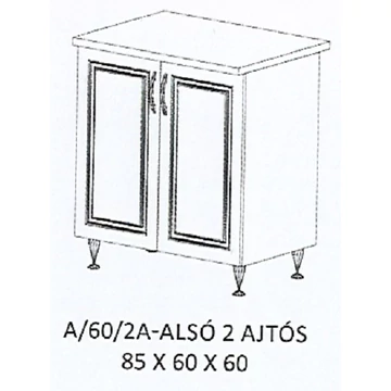 ORSI A/60/2A-ALSÓ 2 ajtós munkalapos elem