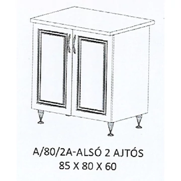 ORSI A/80/2A-ALSÓ 2 ajtós munkalapos elem