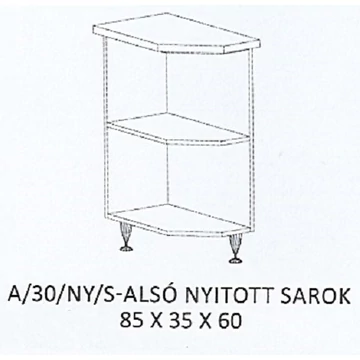 ALÍZ A/30/NY/S-ALSÓ nyitott sarok munkalapos elem BALOS