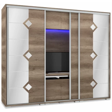 DIAMOND 239 cm tükrös TV-s gardrób - Canyon Tölgy