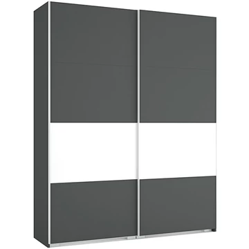 FŐNIX 194 cm tolóajtós gardrób - Matt Sötétszürke / Rusztik Fehér (Erezett Fehér) / Szürke profil