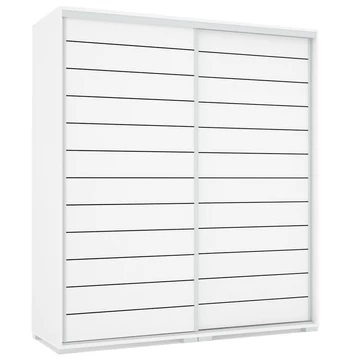 PORTO 180 cm tolóajtós gardrób - Rusztik Fehér (Erezett Fehér)