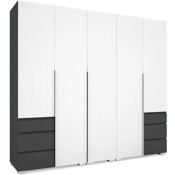 SILVER 225 nyílóajtós gardrób - Matt Sötétszürke / Rusztik Fehér (Erezett Fehér)