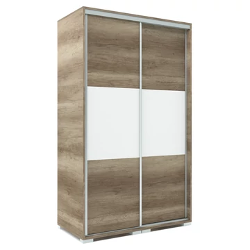 LUX 120 cm tolóajtós gardrób - Canyon Tölgy (korpusz-ajtó) / Rusztik Fehér (Erezett Fehér) (betét)