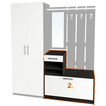 AMSTERDAM előszobaszekrény 2. elem - Nero / Bianco