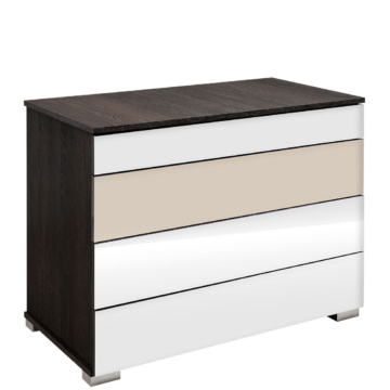 4 fiókos magasfényű komód - Canterbury / Magasfényű Fehér / Magasfényű Beige