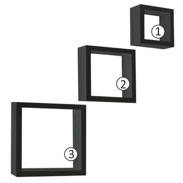 KVADRO NEW 3 darabos polc szett - Fekete