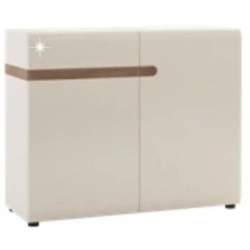 LYNATET 35 2 fiókos komód, extra magas fényű - Fehér / Sonoma Trüffel