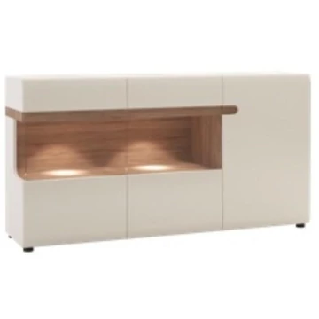 LYNATET 42 Komód, extra magas fényű - Fehér / Sonoma Trüffel