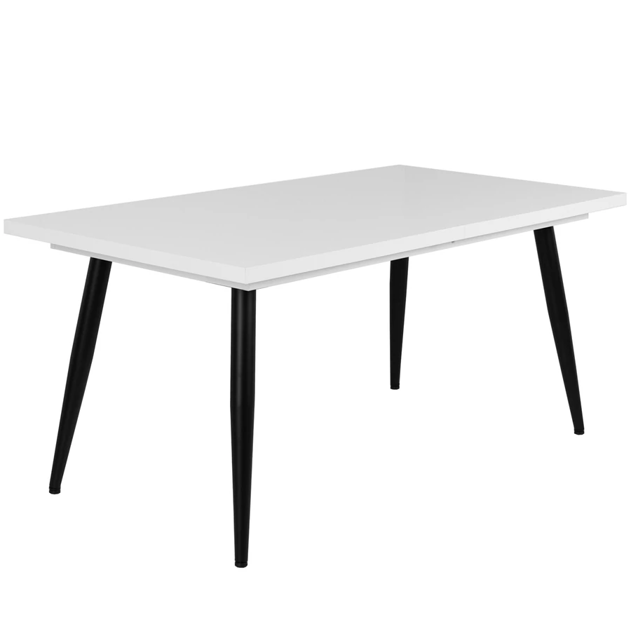 ALASKA asztal 160(+40)cm - Magasfényű Fehér / Fekete