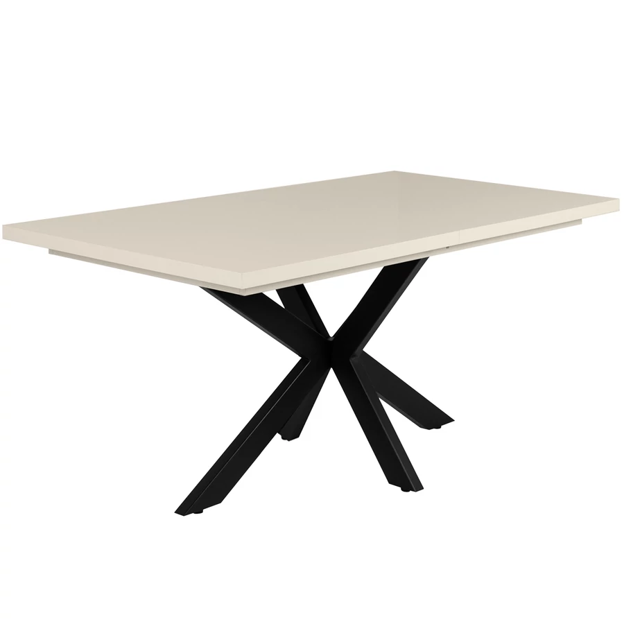 DOROTHY asztal 160(+40)cm - Magasfényű Beige / Fekete