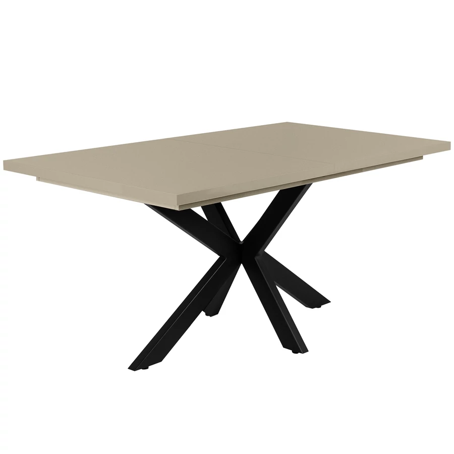 DOROTHY asztal 160(+40)cm - Magasfényű Cappuccino / Fekete