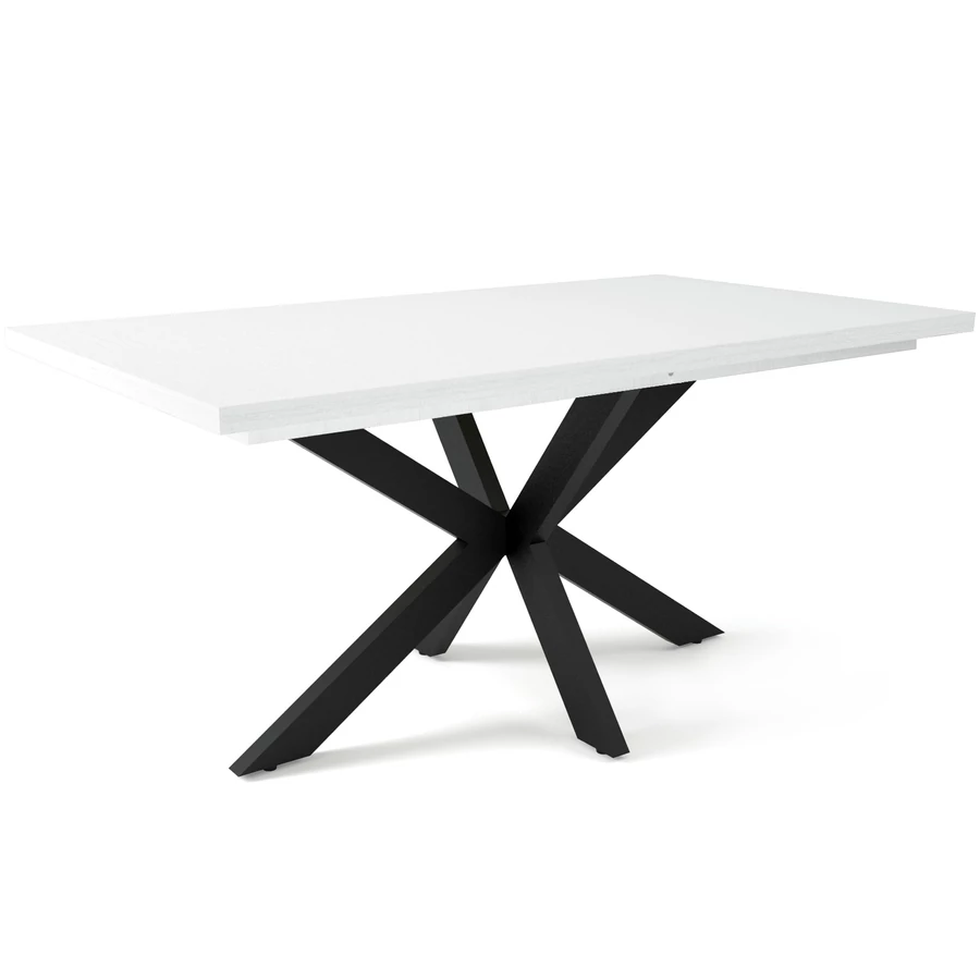 DOROTHY asztal 160(+40)cm - Rusztik Fehér (Erezett Fehér) / Fekete