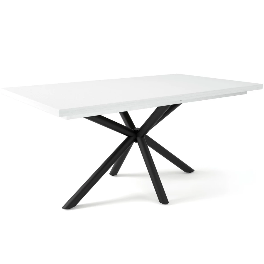 SUZY asztal 160(+40)cm - Rusztik Fehér (Erezett Fehér) / Fekete