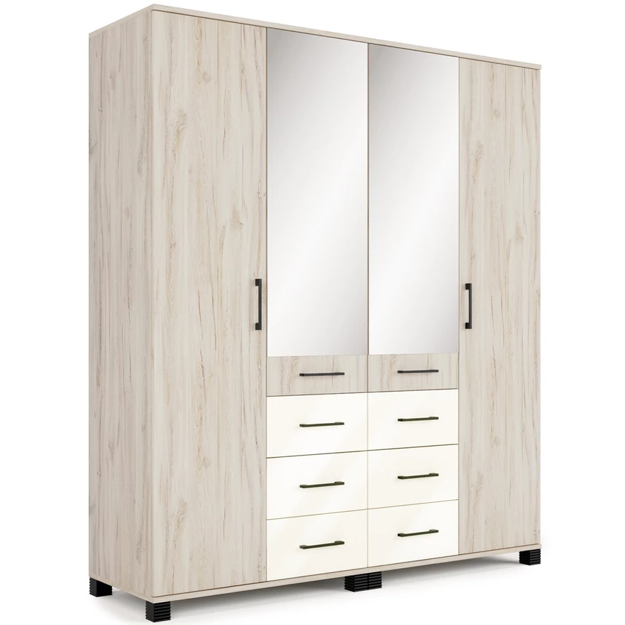 NEPAL 180 cm nyílóajtós gardrób - Justus Tölgy / Magasfényű Beige