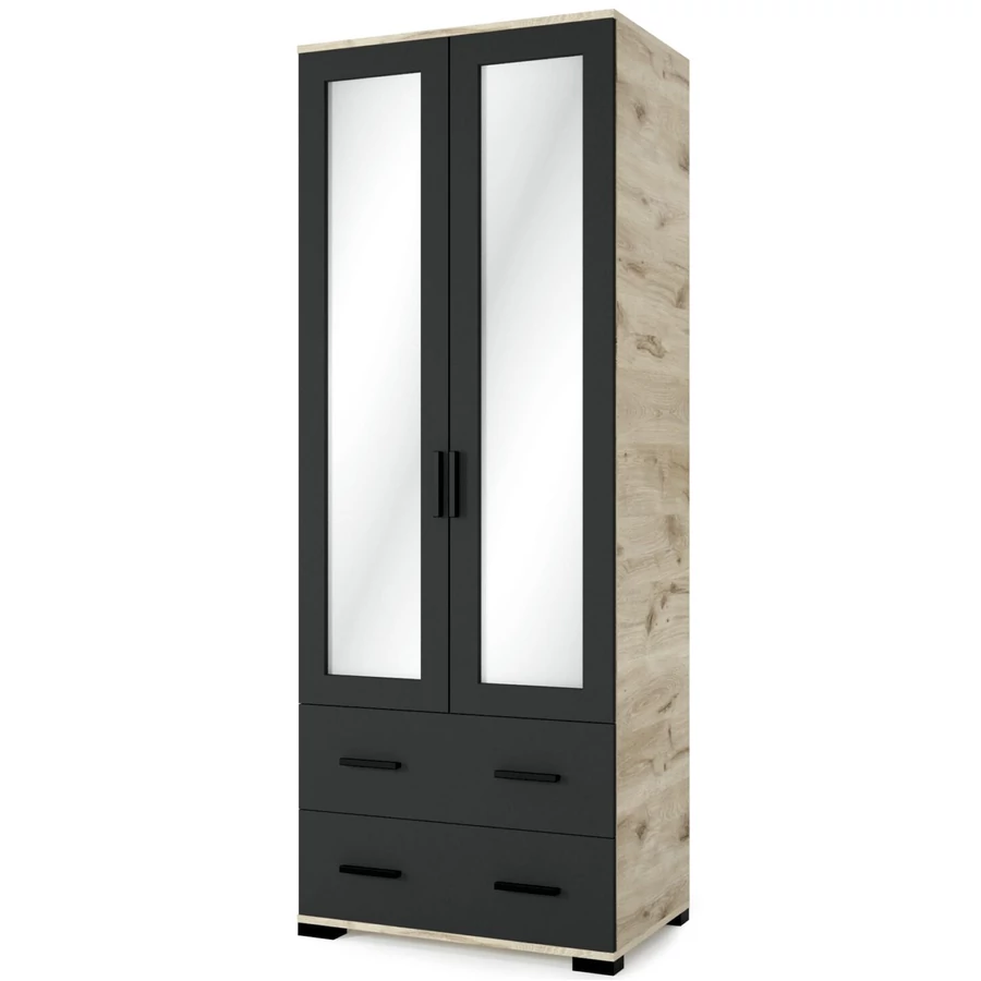 GALAXY G8 fiókos tükrös elem 80 cm - Viking Tölgy / Matt Fekete
