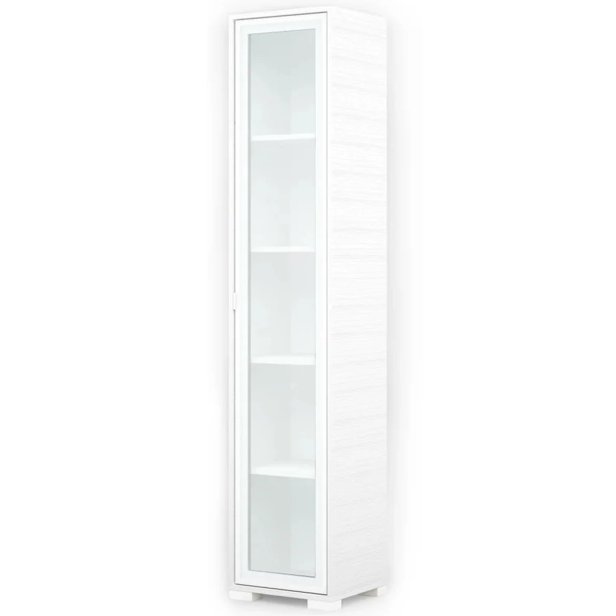 POLLY vitrines polcos elem 42 cm JOBBOS - Rusztik Fehér (Erezett Fehér) / Fehér