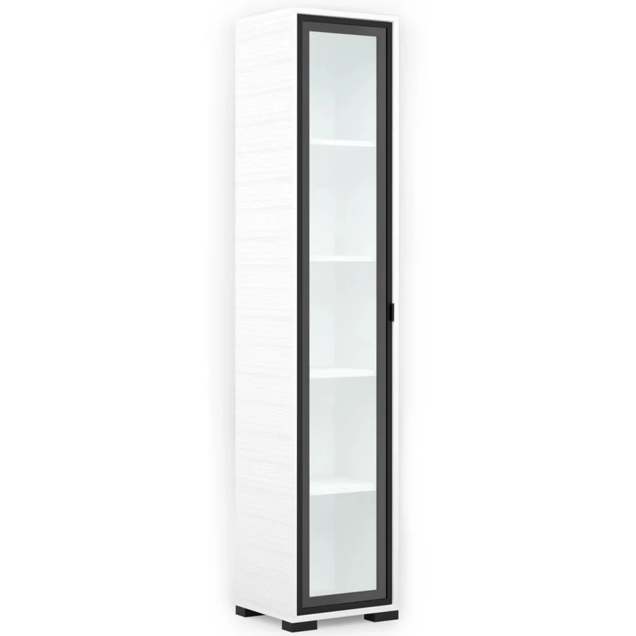 POLLY vitrines polcos elem 42 cm BALOS - Rusztik Fehér (Erezett Fehér) / Fekete