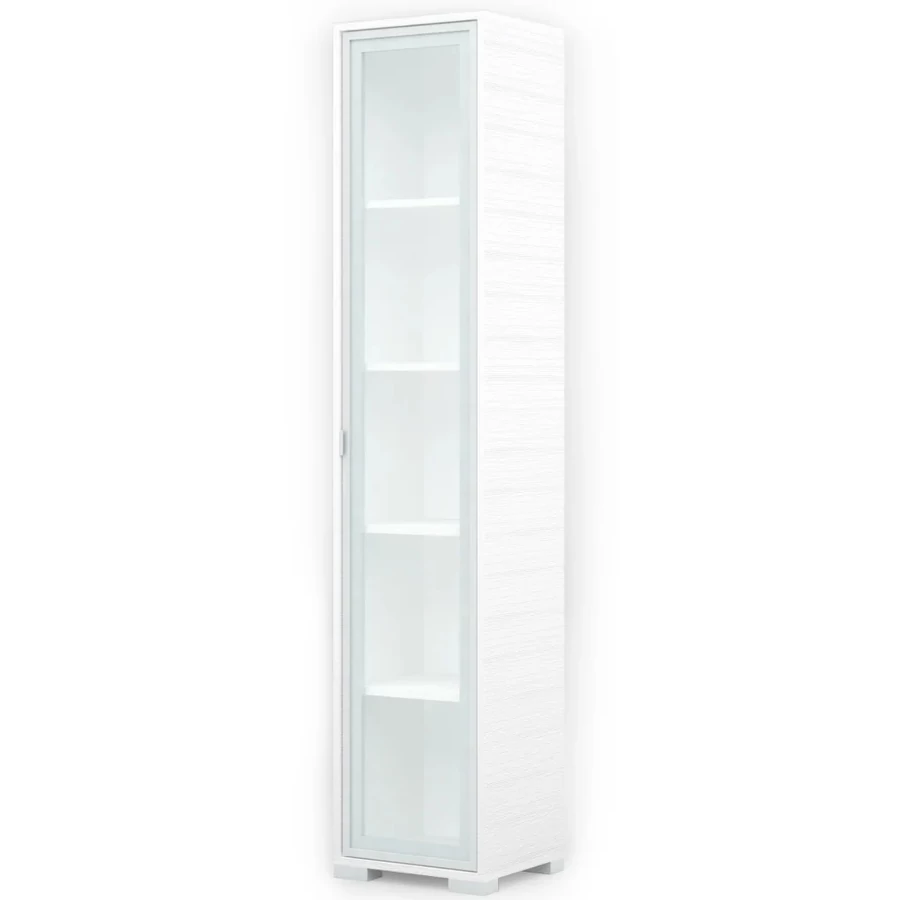 POLLY vitrines polcos elem 42 cm JOBBOS - Rusztik Fehér (Erezett Fehér) / Szürke