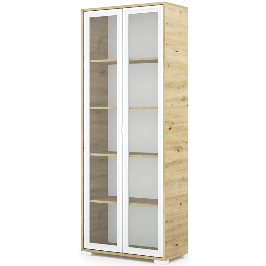 POLLY vitrines polcos elem 80 cm - Artisan Tölgy / Fehér