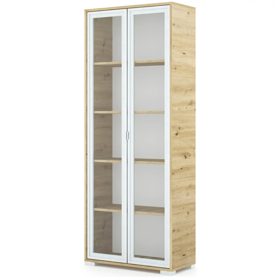 POLLY vitrines polcos elem 80 cm - Artisan Tölgy / Szürke
