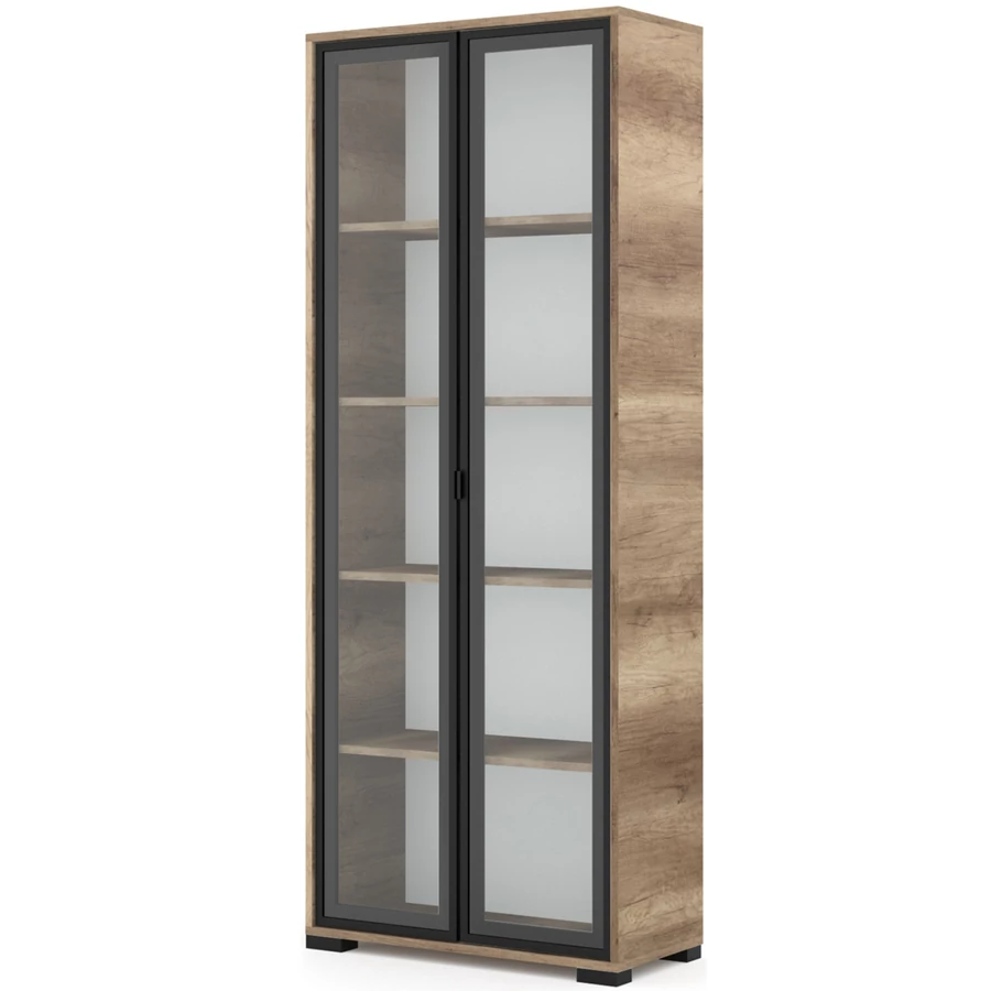 POLLY vitrines polcos elem 80 cm - Canyon Tölgy / Fekete