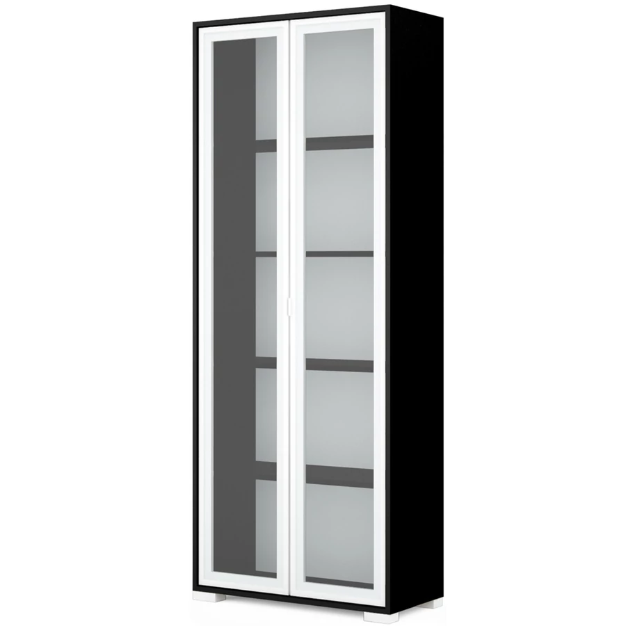 POLLY vitrines polcos elem 80 cm - Matt Fekete / Fehér