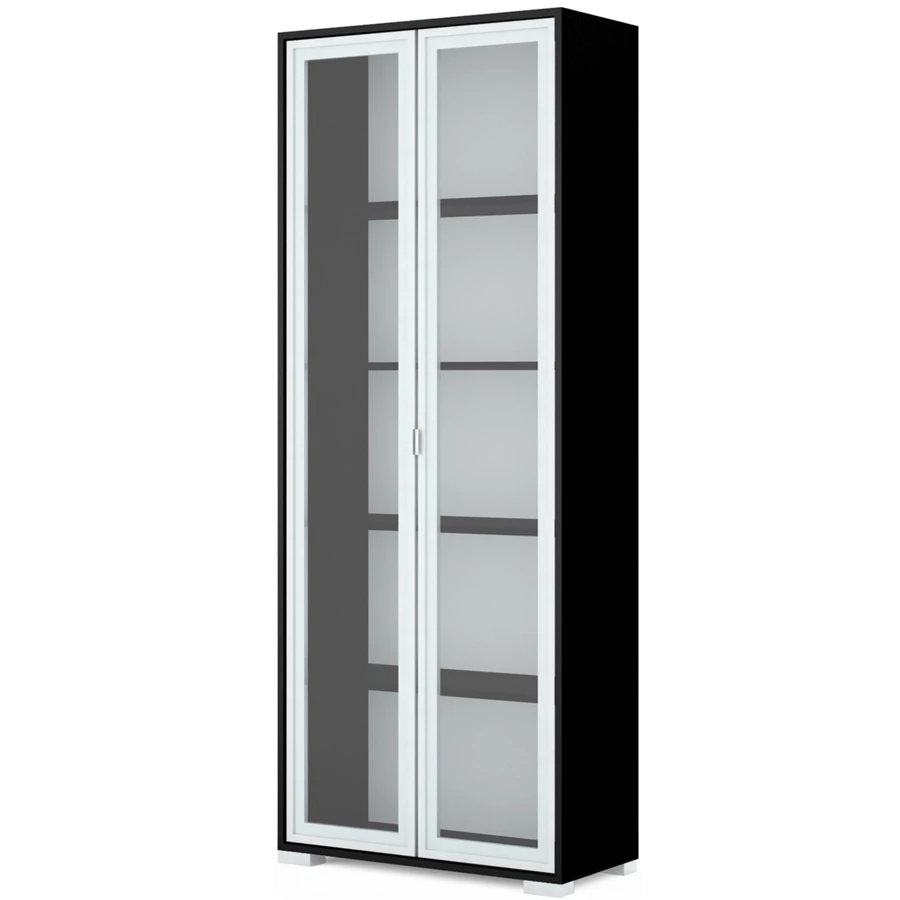 POLLY vitrines polcos elem 80 cm - Matt Fekete / Szürke