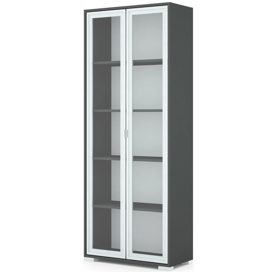 POLLY vitrines polcos elem 80 cm - Matt Sötétszürke / Szürke
