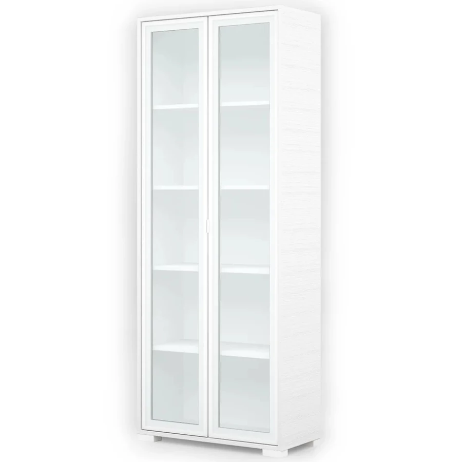 POLLY vitrines polcos elem 80 cm - Rusztik Fehér (Erezett Fehér) / Fehér