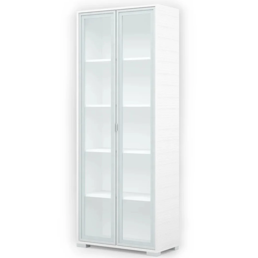 POLLY vitrines polcos elem 80 cm - Rusztik Fehér (Erezett Fehér) / Szürke