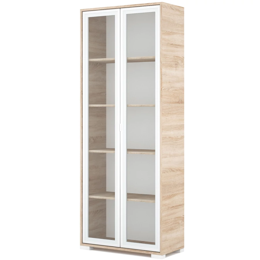 POLLY vitrines polcos elem 80 cm - Sonoma Tölgy / Fehér