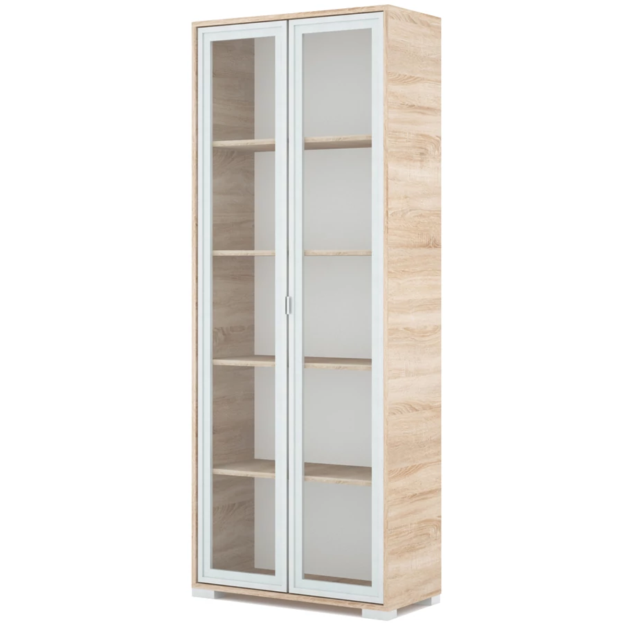 POLLY vitrines polcos elem 80 cm - Sonoma Tölgy / Szürke