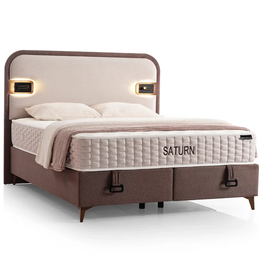 Livora SATURN ágykeret és matrac szett 160x200 cm - Beige/Barna