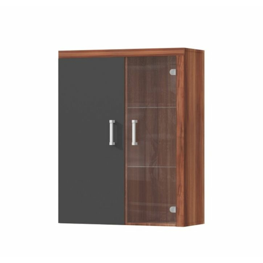 CHERIS 4 vitrines faliszekrény - Szilva / Szürke Grafit