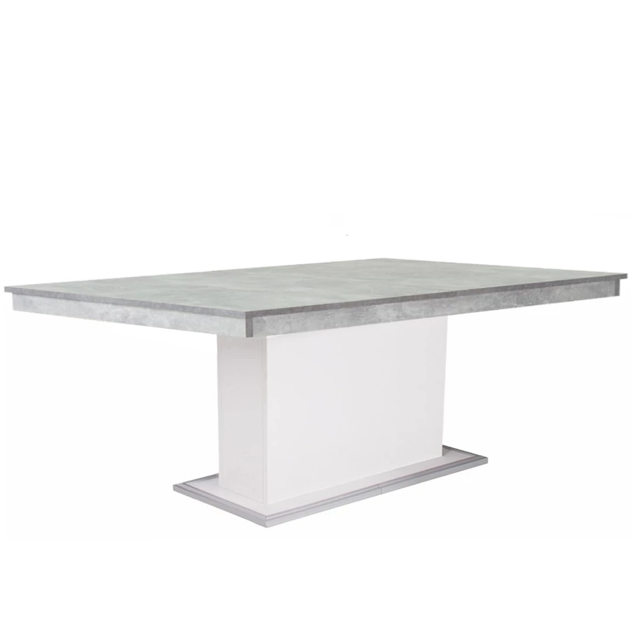 FLÓRA asztal 200(+50)cm - Beton / Fehér