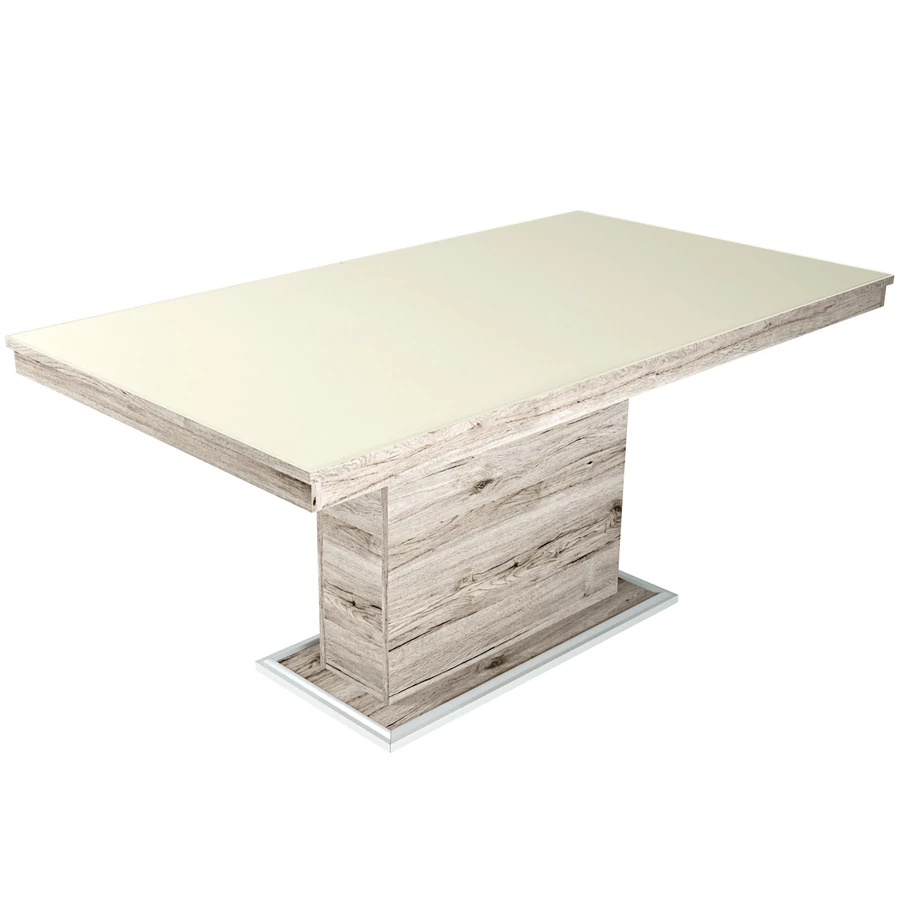 FLÓRA PLUSZ asztal 160(+40)cm - San Remo / Magasfényű Beige
