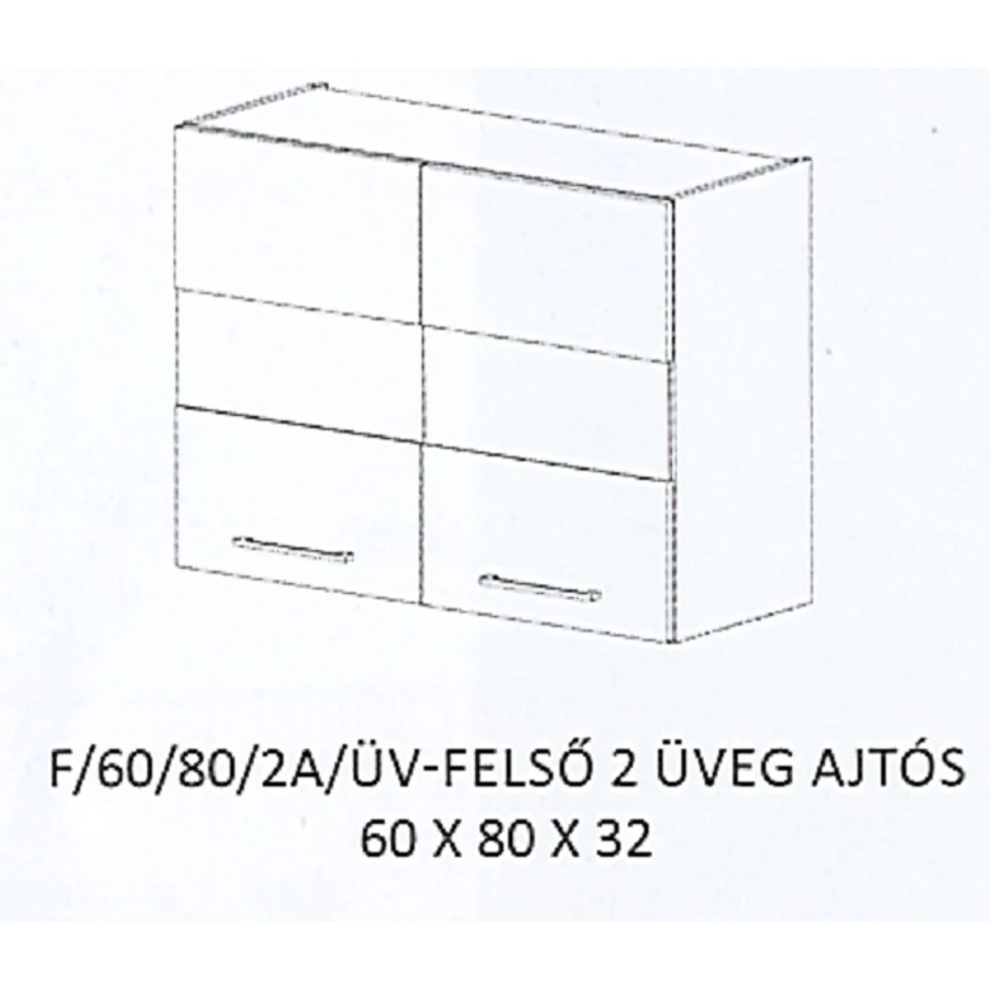 DORINA F/60/80/2A/ÜV-FELSŐ 2 üveg ajtós elem