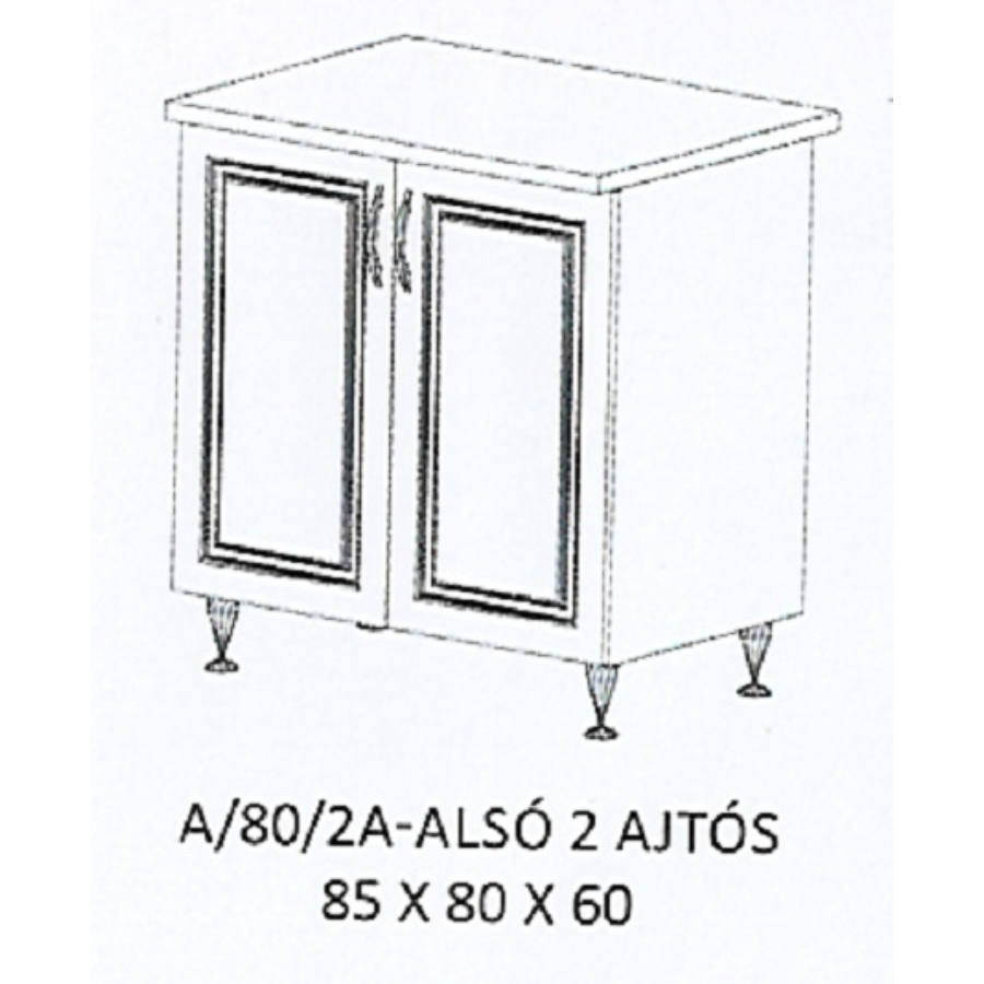 ORSI A/80/2A-ALSÓ 2 ajtós munkalapos elem