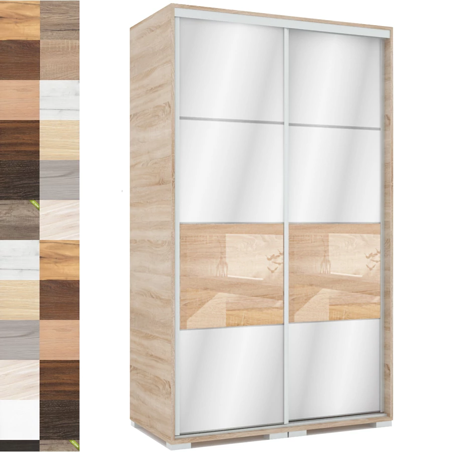 MIRROR 120 cm tükrös tolóajtós gardrób - VÁLASZTHATÓ SZÍNEKBEN