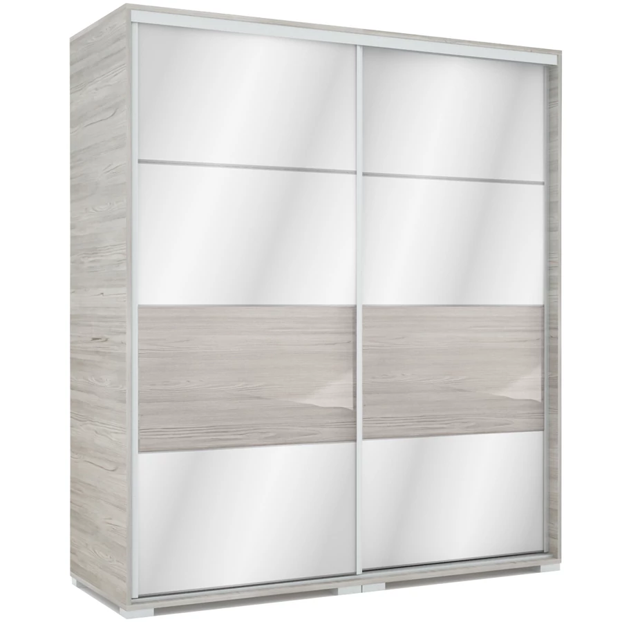 MIRROR 180 cm tükrös tolóajtós gardrób - Katthult / Magasfényű Katthult betét