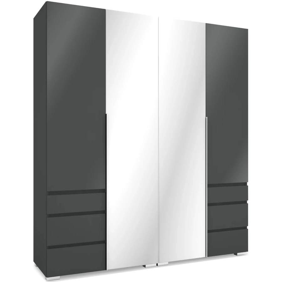 SILVER 180 nyílóajtós gardrób 2 TÜKÖRREL - Matt Sötétszürke / Magasfényű Szürke