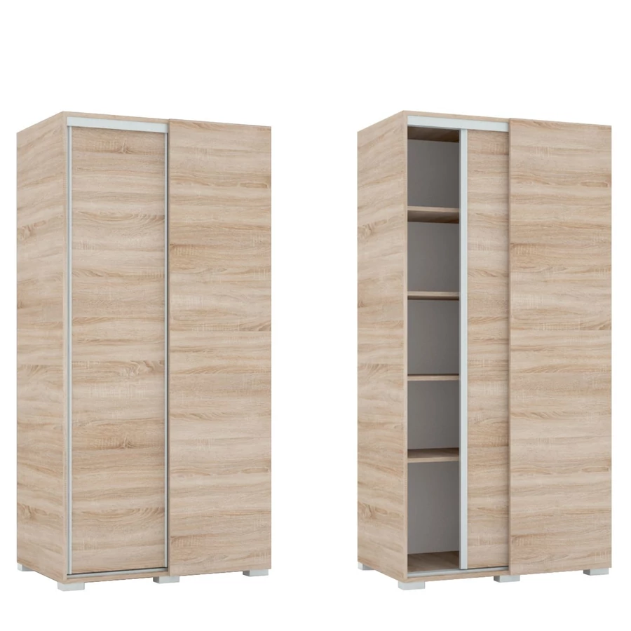 Tolóajtós Gardrób Sarokelem 4db polccal 100 cm  - Sonoma Tölgy