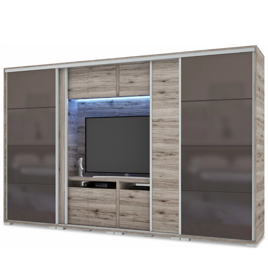 BOND 2BL/2MF 318 cm TV-s gardrób - San Remo / Magasfényű Antracit
