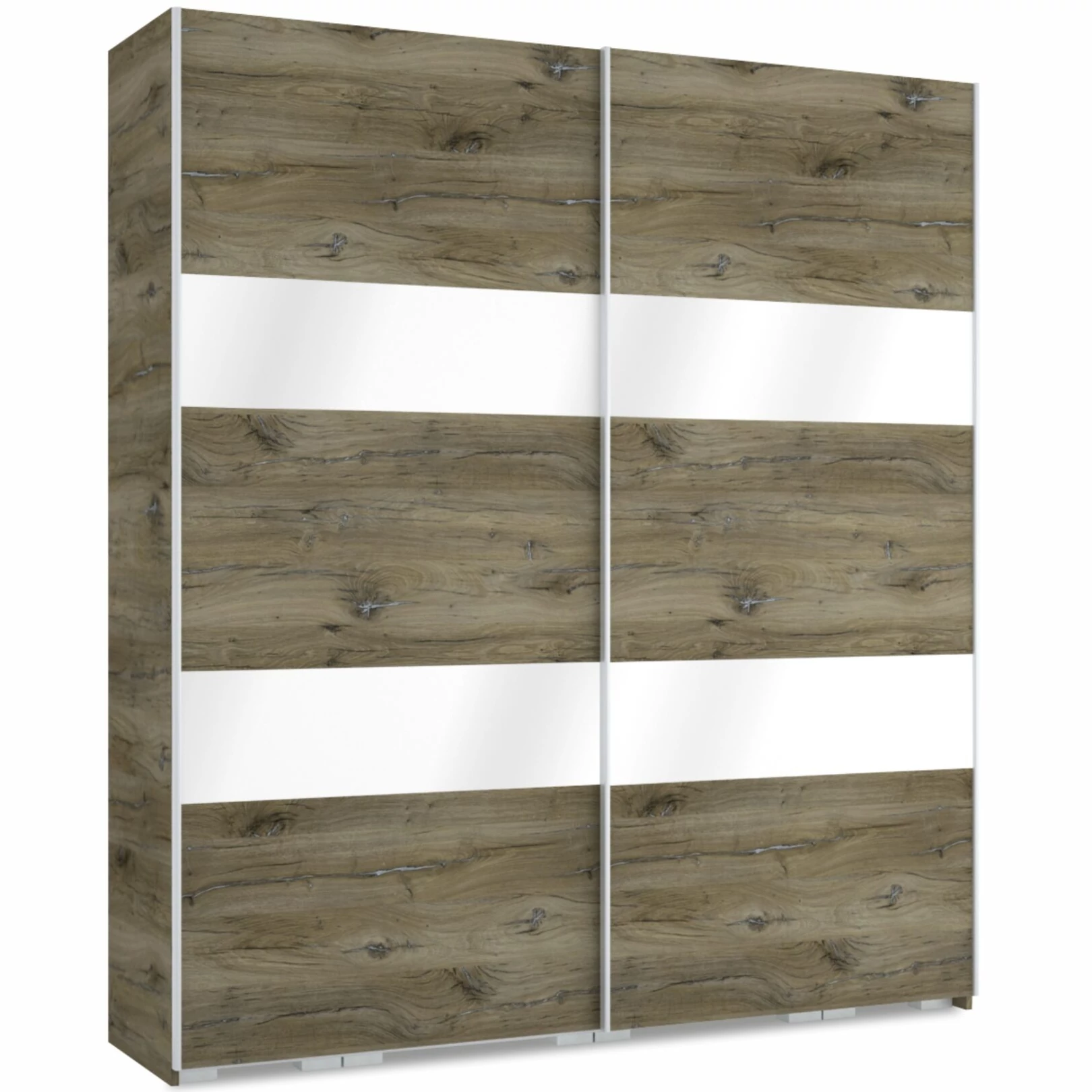 FŐNIX 214 cm magasfényű gardrób - Sötét Justus Tölgy / MF.Fehér