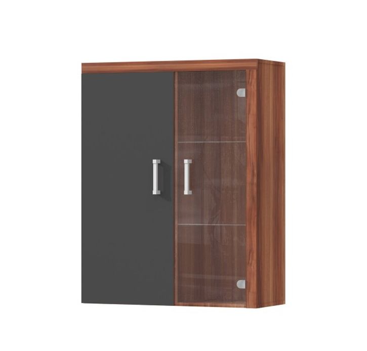 CHERIS 4 vitrines faliszekrény - Szilva / Szürke Grafit