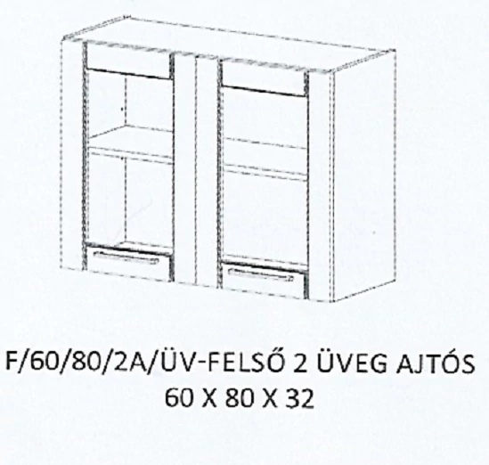 ALÍZ F/60/80/2A/ÜV-FELSŐ 2 üveg ajtós elem