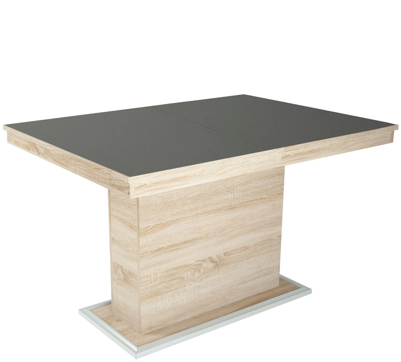 FLÓRA PLUSZ asztal 120(+40)cm - Sonoma Tölgy / Magasfényű Antracit