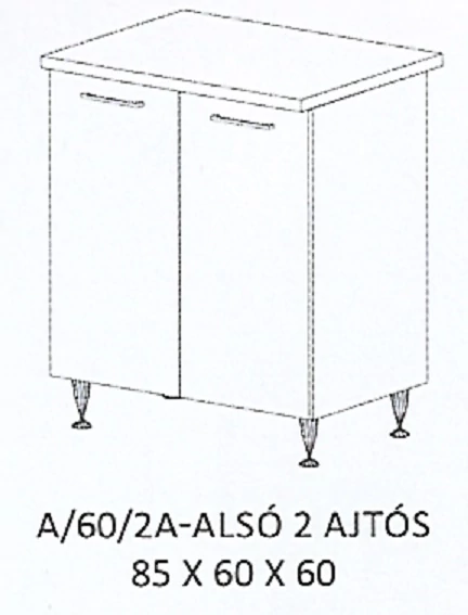 DORINA A/60/2A-ALSÓ 2 ajtós munkalapos elem